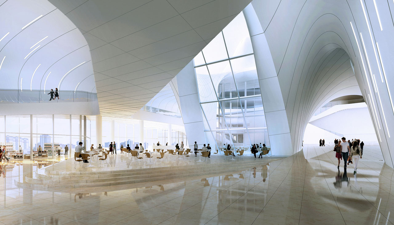 interior of Heydar Aliyev Centre by Zaha Hadid Architects