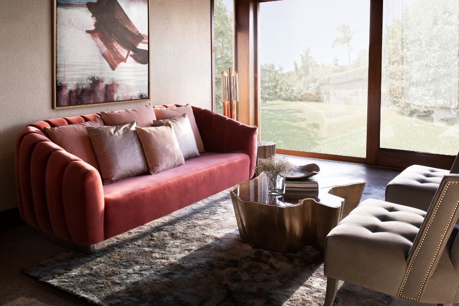 Living Room Inspirations In Red Velvet Upholstery